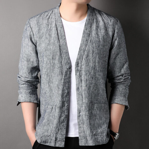 Long Sleeve V-neck Shirt Casual Outdoor Men's Tops - Image 7