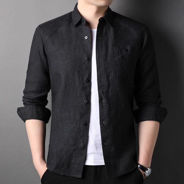 Pure Linen Cardigan Coat Spring And Summer Men's New Long Sleeve - Image 9