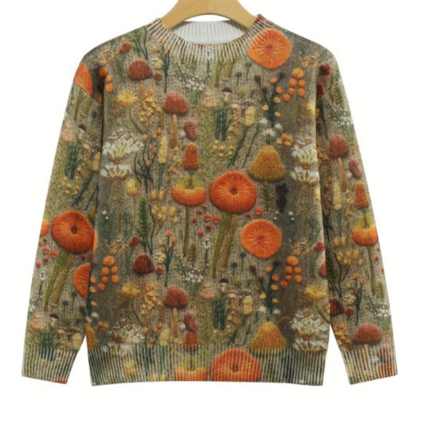 Little Flower Digital Printed Round Neck Sweater - Image 8
