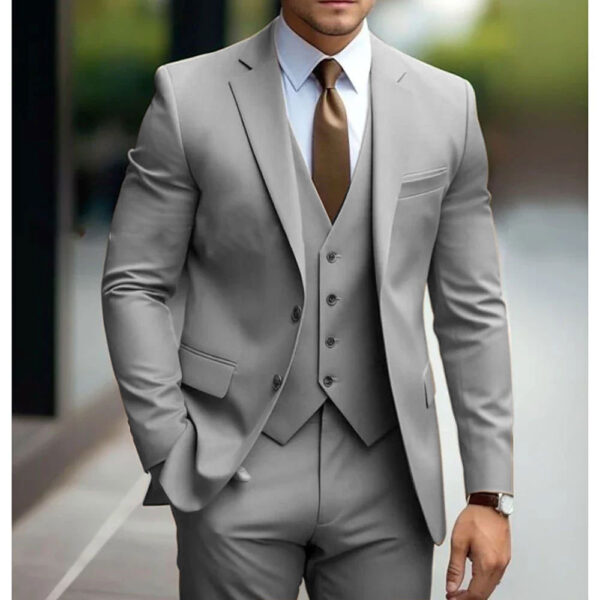 Business Casual Men's Three-piece Suit For Bridegroom Men's Wedding - Image 10