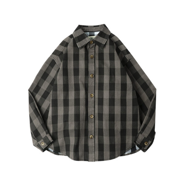 American Retro Plaid Loose Shirt Coat Men - Image 2
