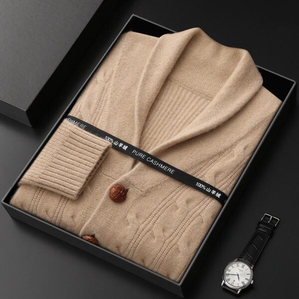 Men's Thickened Coat Twisted Collar Button Fashion Knitwear - Image 5