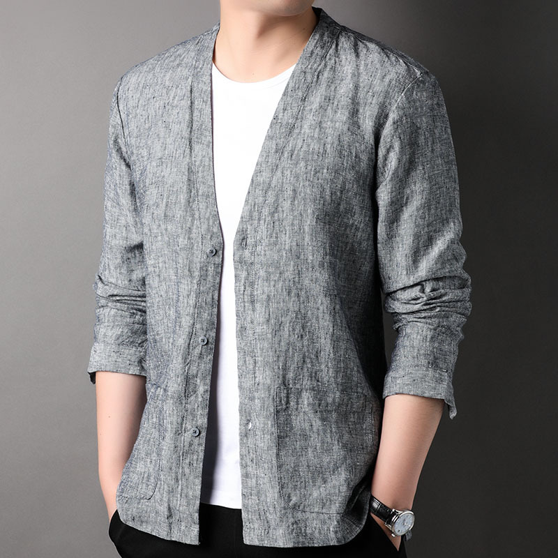 Long Sleeve V-neck Shirt Casual Outdoor Men’s Tops