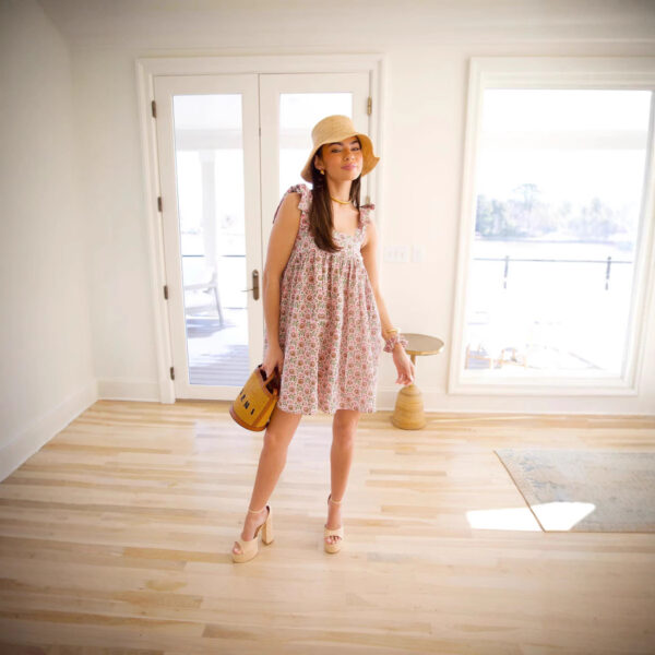 Women's French Style Vintage Floral Printed Loose Casual Strap Dress - Image 10