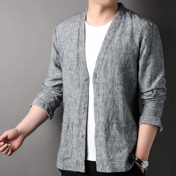 Long Sleeve V-neck Shirt Casual Outdoor Men's Tops - Image 6