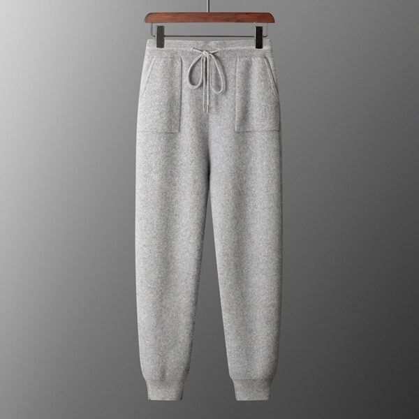 Men's Solid Color Casual Hooded Knitted Sweatshirt Long Pants Set - Image 4