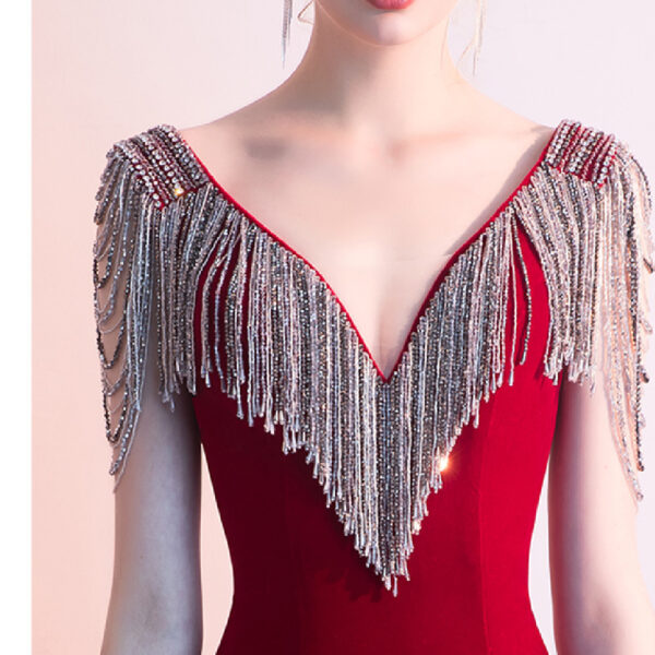 Red Host Evening Dress Female Fishtail Tailing - Image 4