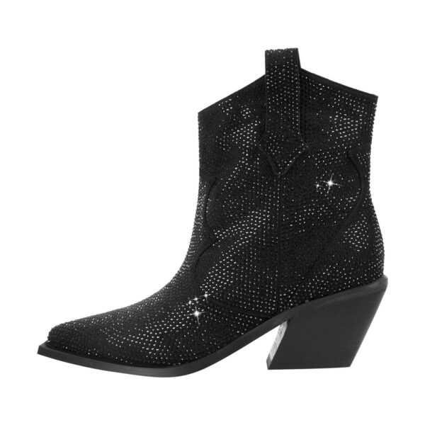 Green Pointed Baby's Breath Rhinestone Chunky Heel Sleeve - Image 4