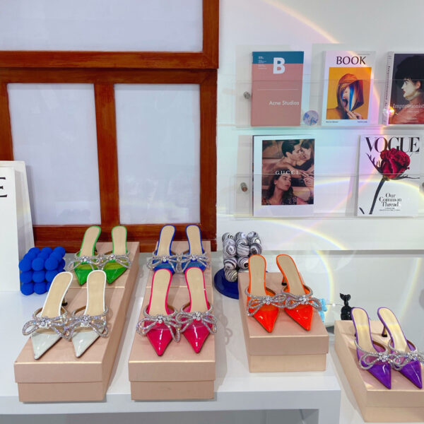 Bow-knot Rhinestone Pointed-toe Stiletto Sandals - Image 4