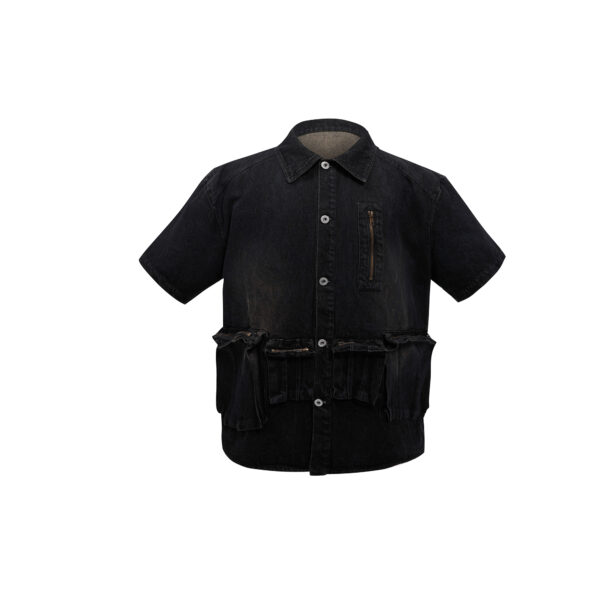Retro Distressed Short Sleeve Denim Coat - Image 4