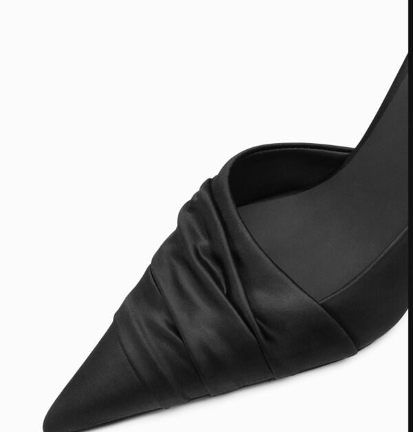 Black Cloth Satin Side Empty High Heels - Image 2