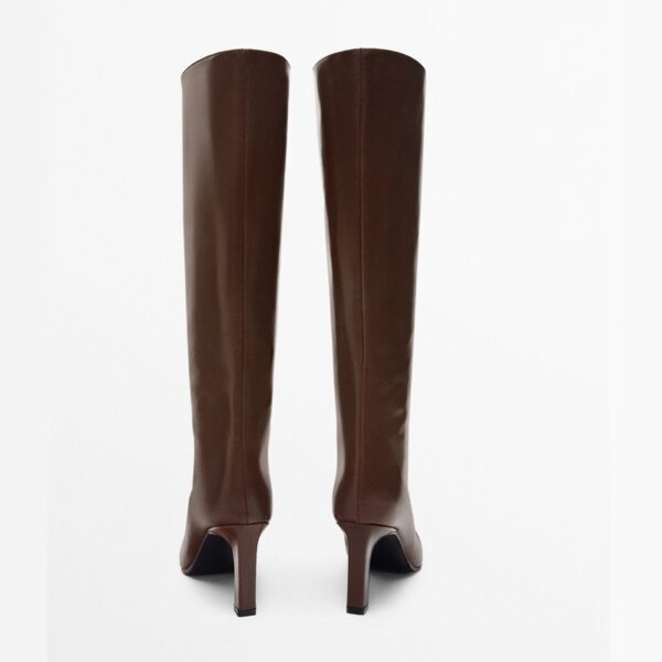 Leather High Heel Casual And Comfortable Pointed Toe Knight Boots - Image 10