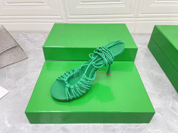 Ladies Stiletto Strap Sheepskin High Heel Sandals - Image 2