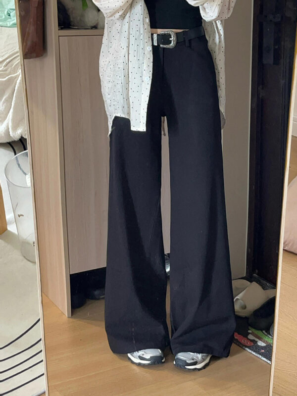 Black High-end Loose Lazy Style Women's Small Size Wide-leg Pants - Image 5