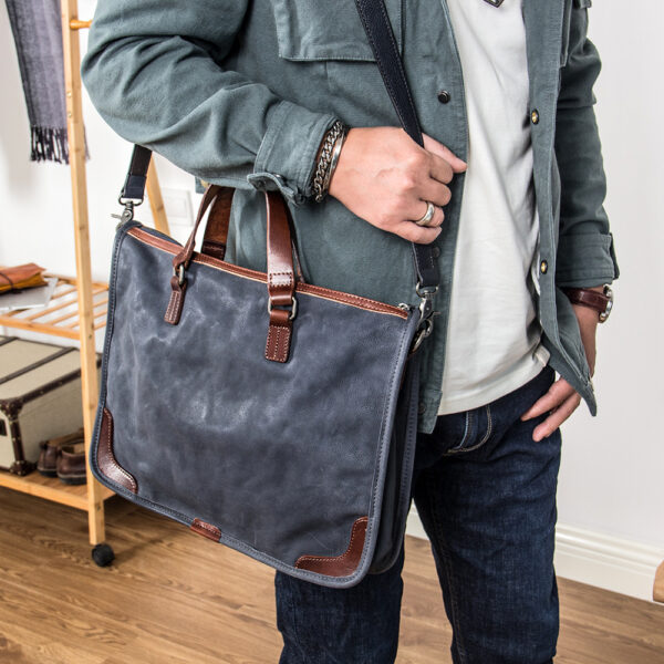 Leather Man's Hand Shoulder Slant Span Bag - Image 9