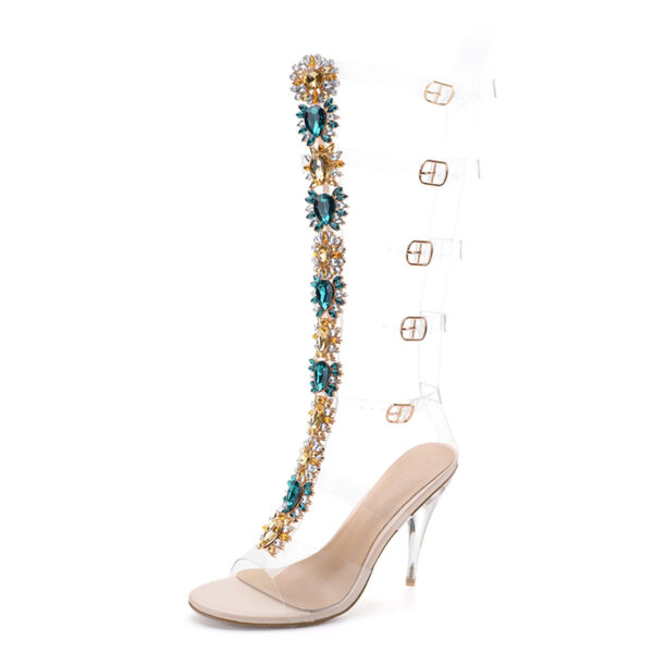 Trendy Large Rhinestone Transparent High-heeled Boots - Image 6