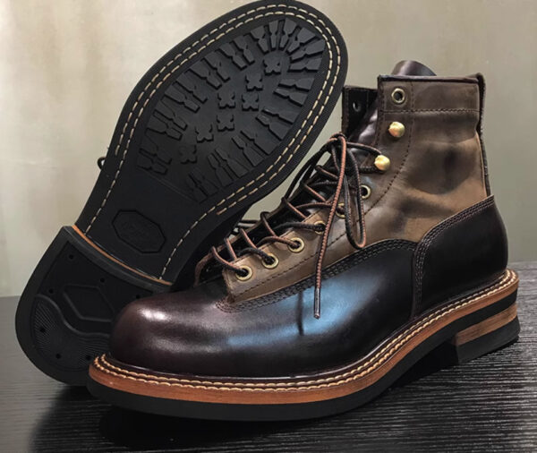 Retro Distressed Thick Bottom High-top Leather Boots - Image 5