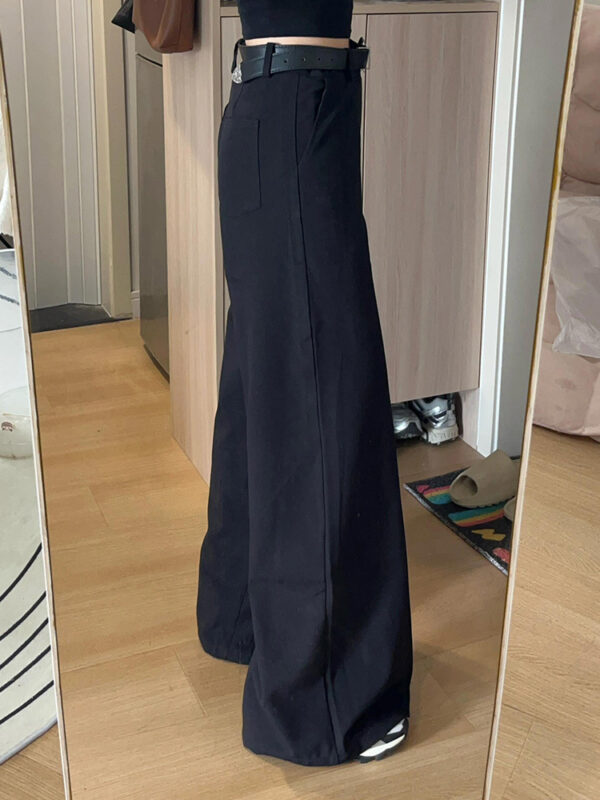 Black High-end Loose Lazy Style Women's Small Size Wide-leg Pants - Image 6