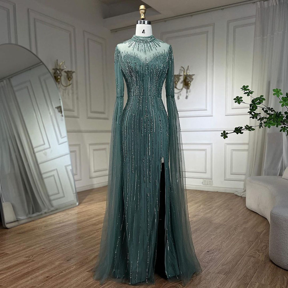 Elegant Flounced Sleeve Split Fishtail Dress