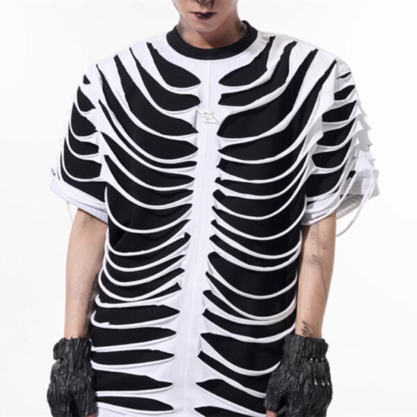 Special-interest Design Hollow Cut Bone T-shirt