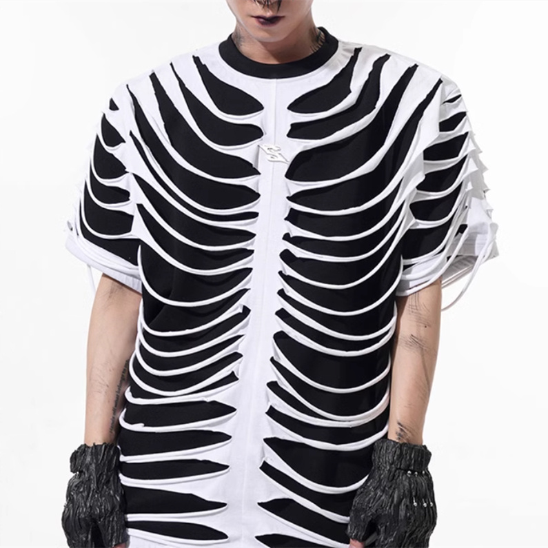 Special-interest Design Hollow Cut Bone T-shirt