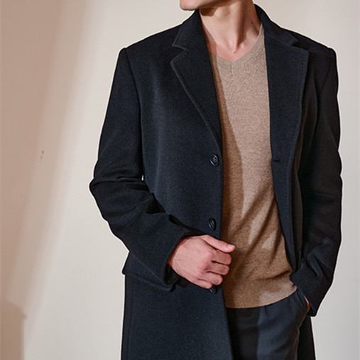 High-end Black Thickened Cashmere Coat Mid-length