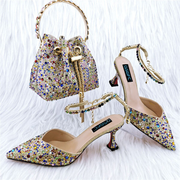 Shoe Bag Set Combination Pointy Back Empty Sandals Same Style Hand-held Diamond - Image 2