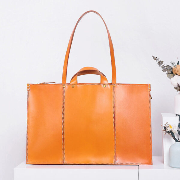 European And American Retro Handbags Vegetable Tanned Leather Large Capacity - Image 6