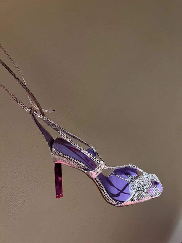 Shaped Heel Square Toe Cross Strap High Heel Sandals - Image 3