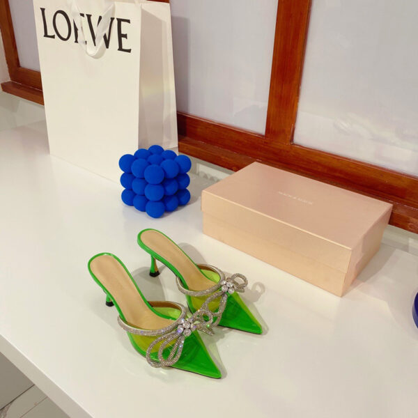 Bow-knot Rhinestone Pointed-toe Stiletto Sandals - Image 3