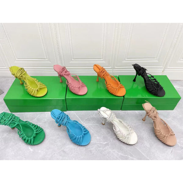 Ladies Stiletto Strap Sheepskin High Heel Sandals - Image 9