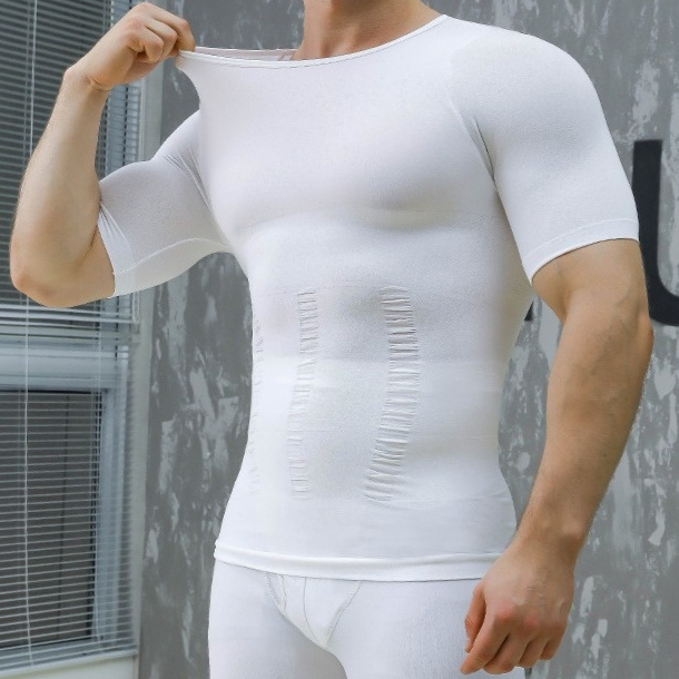Men’s Belly Contracting Chest Cover Sports Workout Bottoming Short Sleeve