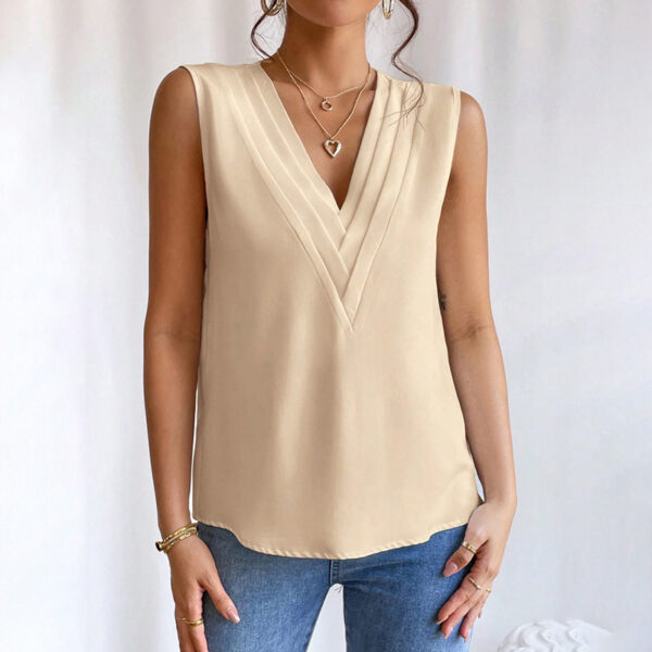 Women's Elegant V Neck Tank Tops Summer Casual Sleeveless Shirts - Image 7