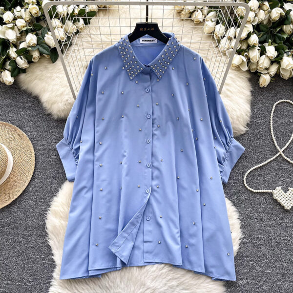 Fashionable Batwing Sleeve Loose Heavy Work Casual Shirt - Image 6