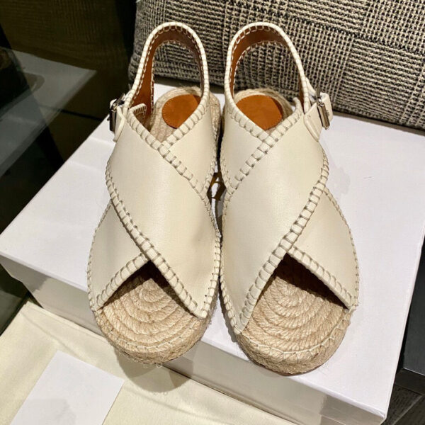 Women's Summer Hemp Rope Woven Leather Flat Sandals - Image 2