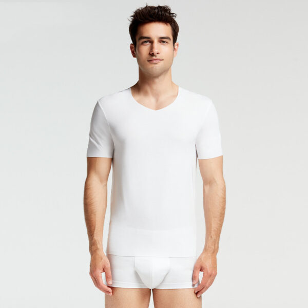Modal Net Marks Men's Two-piece V-neck Spring And Summer Short Sleeves - Image 4