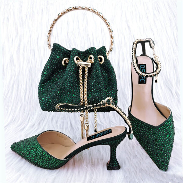 Shoe Bag Set Combination Pointy Back Empty Sandals Same Style Hand-held Diamond - Image 4