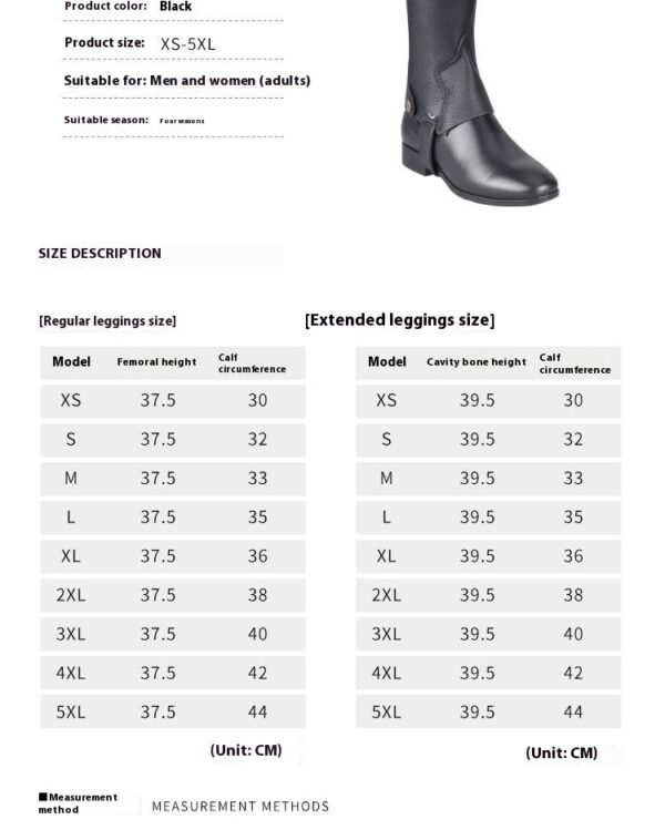 Cowhide Equestrian Chaps High Quality Thick Cowhide Double Zipper Riding Leg Guard Boots - Image 3
