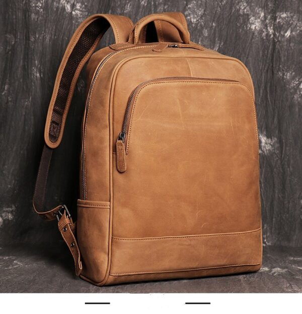 Retro Crazy Horse Skin Backpack Men's Business Casual Backpack Head Layer Cowhide - Image 5