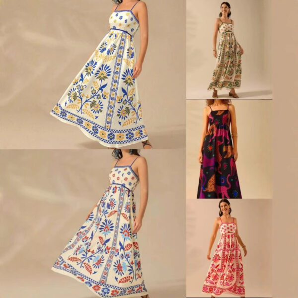 Printing Slip Dress Vacation Style Women's Clothing - Image 2