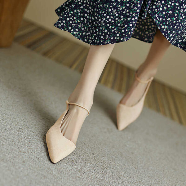 Genuine Leather Semi-toe Box All-match Sandals Summer New Niche Hollow High Heels - Image 5
