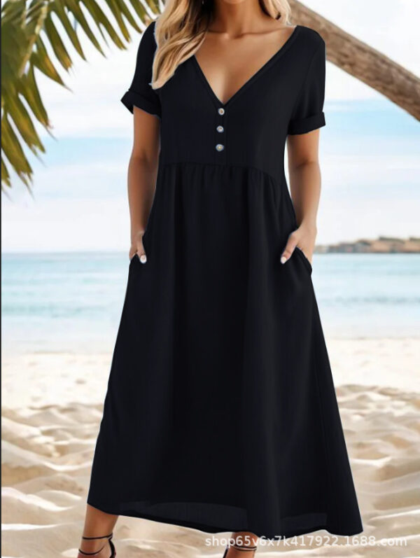 Solid Color Temperament Commute Dress - Image 10