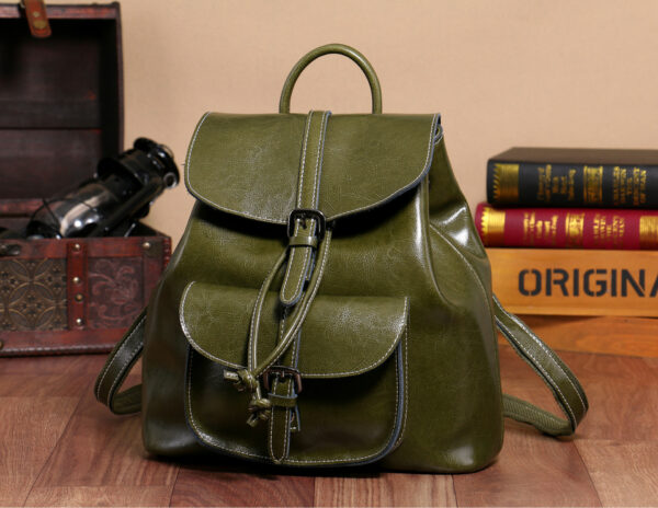 Korean Style Cowhide Pocket Pull-belt Backpack - Image 6