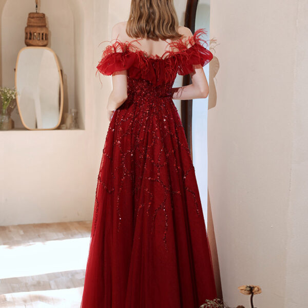 Women's Fashion Temperament One Shoulder Evening Dress - Image 4