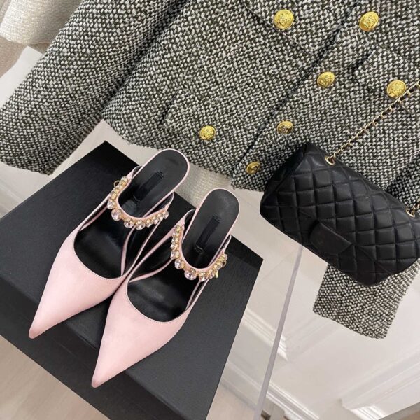 Silk Rhinestone Pointed Slippers Female - Image 5