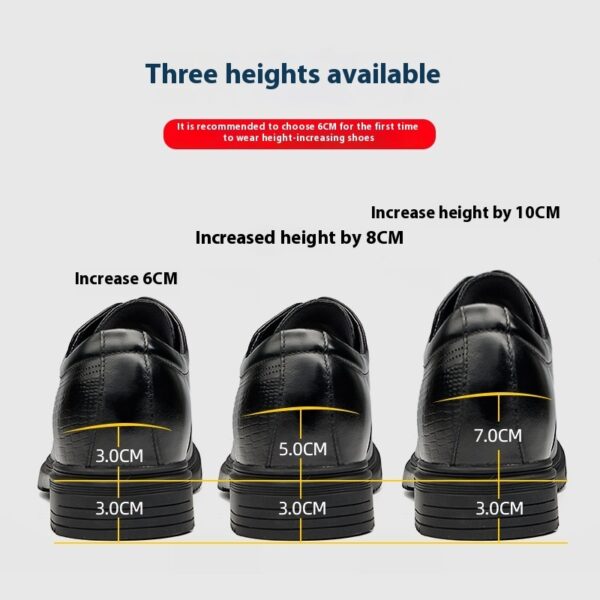 Height Increasing Insole 8cm Business Formal Wear Derby Shoes Genuine Leather Men's Shoes - Image 2