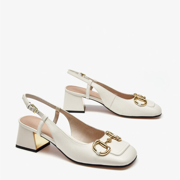 Women's French Baotou Thick Heel Leather Square Toe Shoes - Image 7