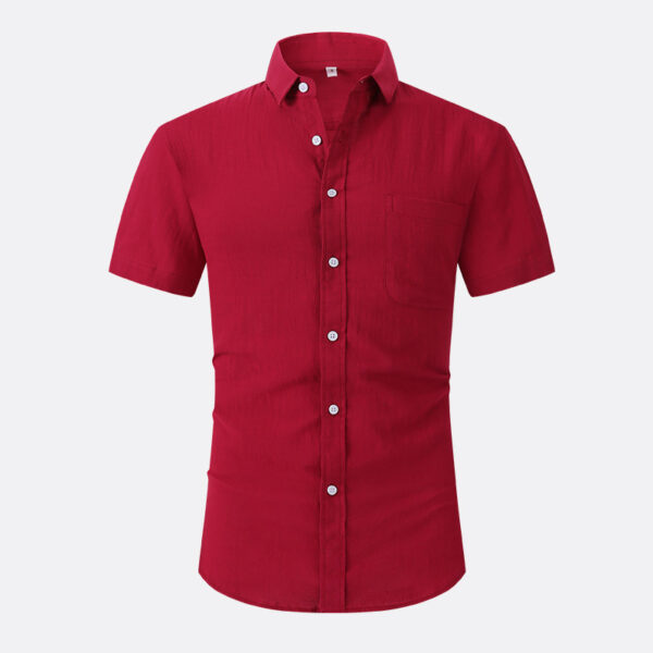 Linen Ice Sensation Lightweight Breathable Solid Color Half Sleeve Shirt - Image 4