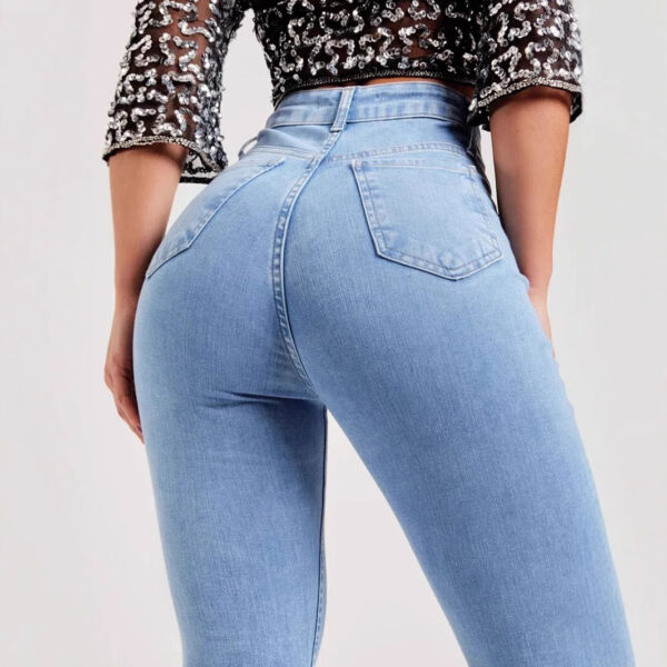 New Slim Fit Stretch Fashion Light Color Bell-bottom Pants Women - Image 4