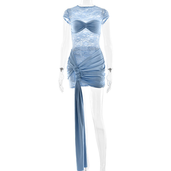 Sexy Lace Cutout See-through Ribbon Hip Skirt - Image 5